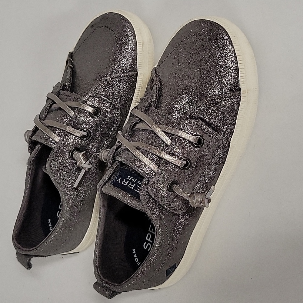 Sperry Top-Siders, Little Girl's Crest Vibes, Jr., Pewter, Memory Foam, Size 10M